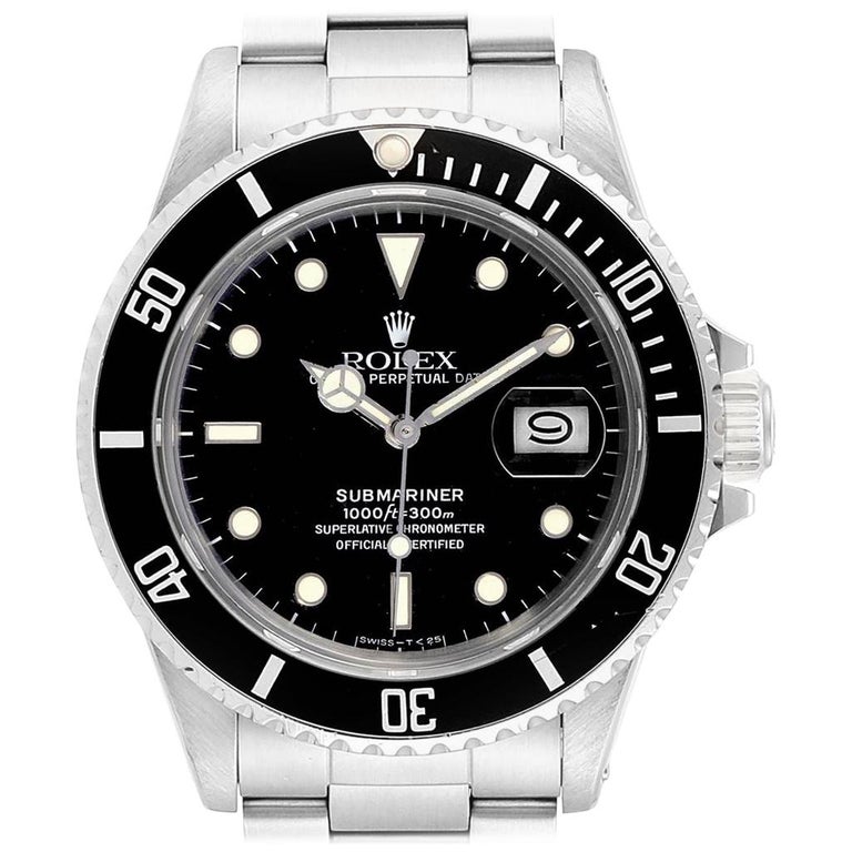 Rolex Submariner Date Steel Men's Vintage Watch 16800 Box ...