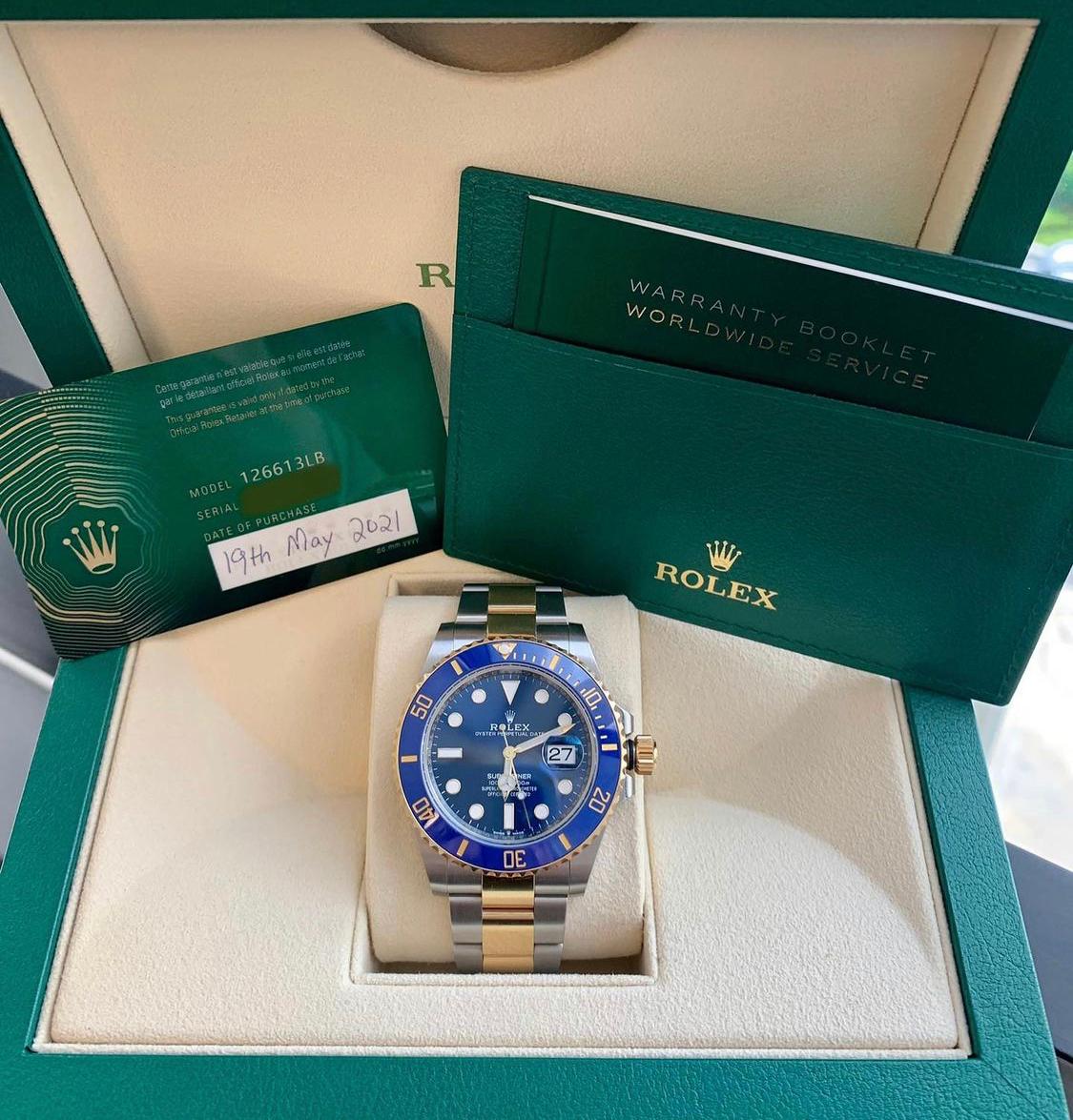 Women's or Men's Rolex Submariner Date Two Tone Blue Dial 126613LB 2021
