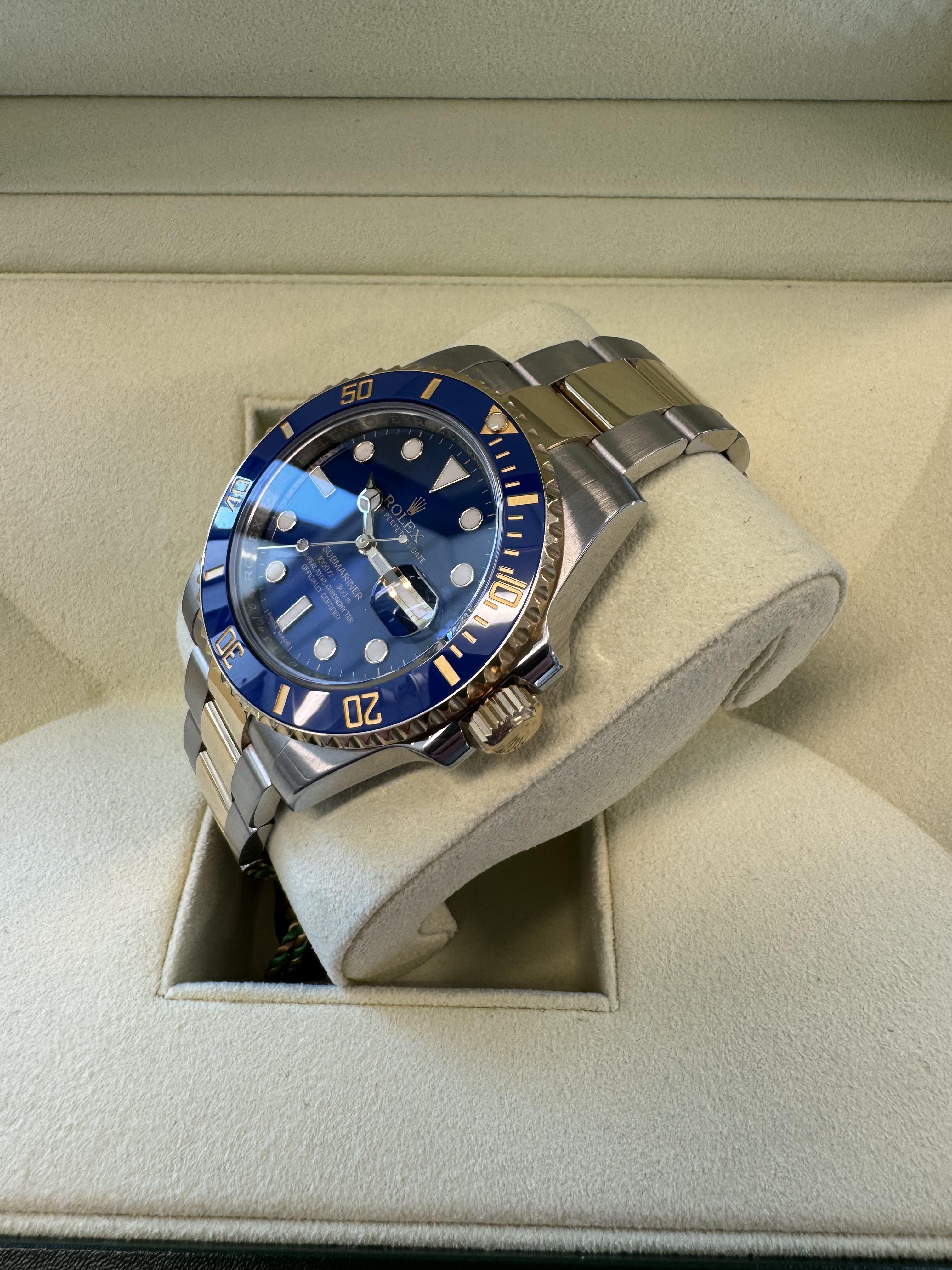 MARQUE : Rolex
MODÈLE : Submariner Date
RÉFÉRENCE : 16613LB
Taille : 40 mm
BOÎTIER : Or jaune 18k et acier inoxydable
DIAL : Bleu
BEZEL : Bleu
BAND : Oyster Or jaune 18k et acier inoxydable
LIENS : 12
MOUVEMENT : Automatique

Excellent état
Boîte et
