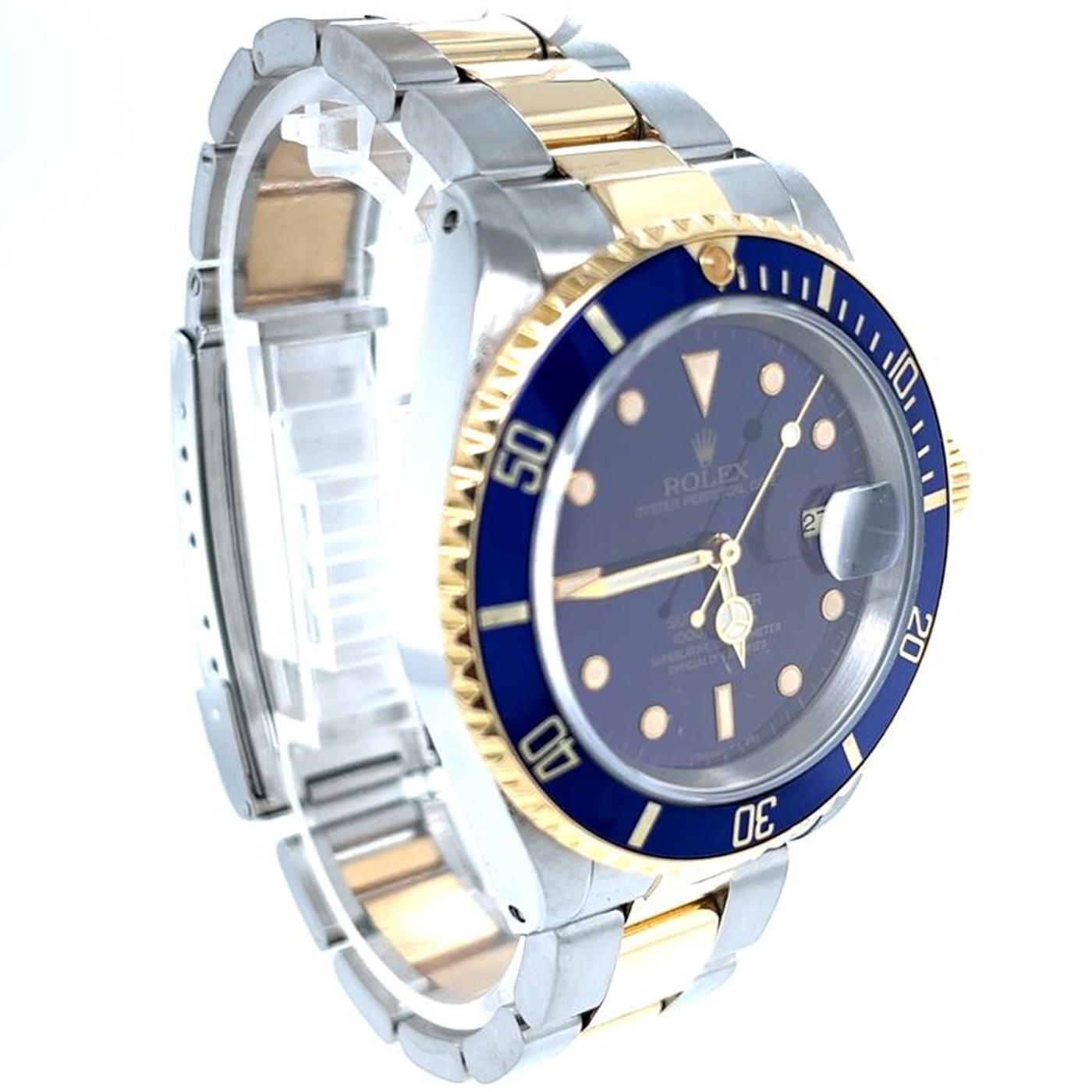 Rolex Submariner Date Two Tone Blue Purple Sunburst Steel 18k Yellow Gold 16613 3