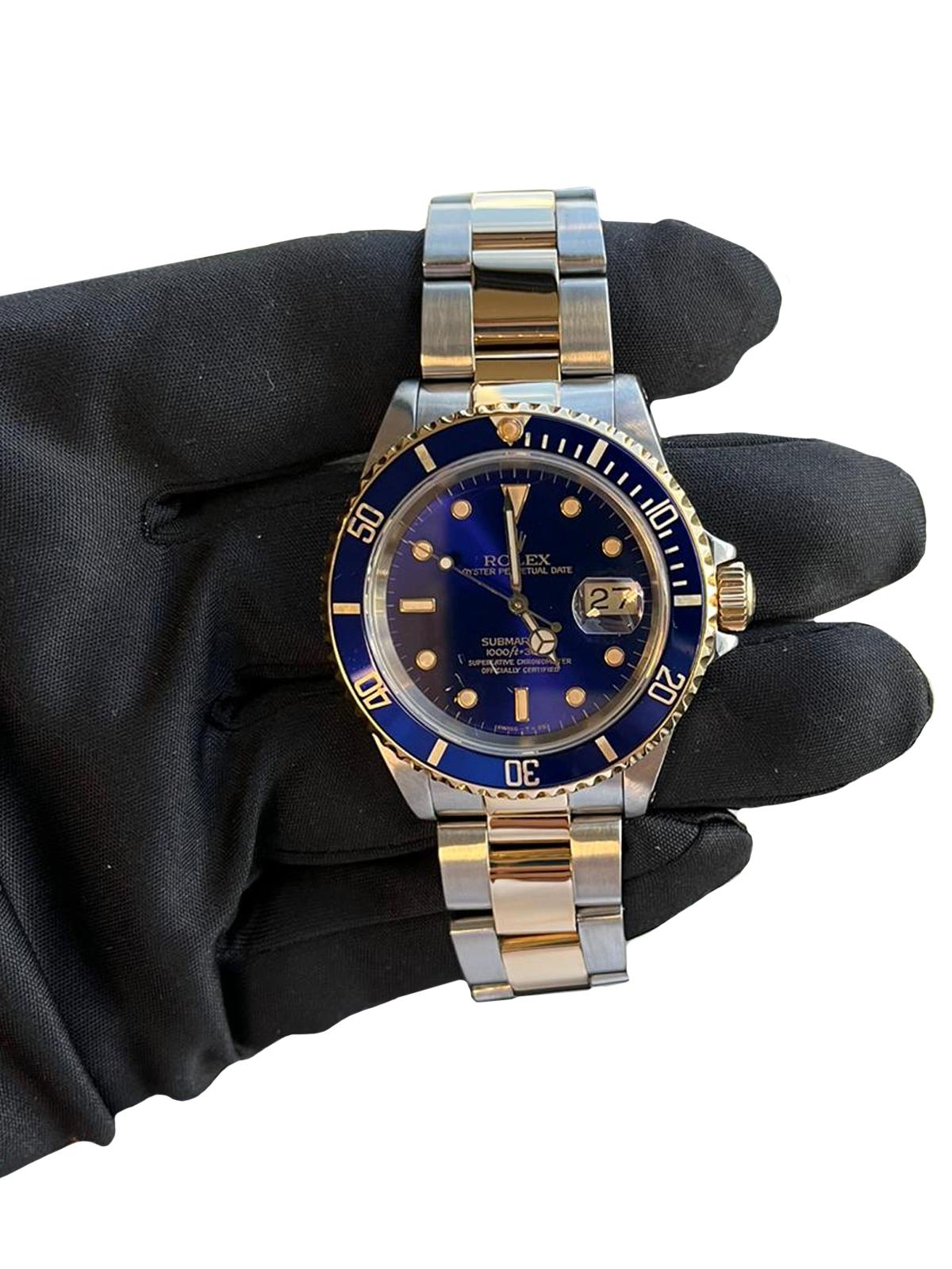 Rolex Submariner Date Two Tone Blue Purple Sunburst Steel 18k Yellow Gold 16613 11