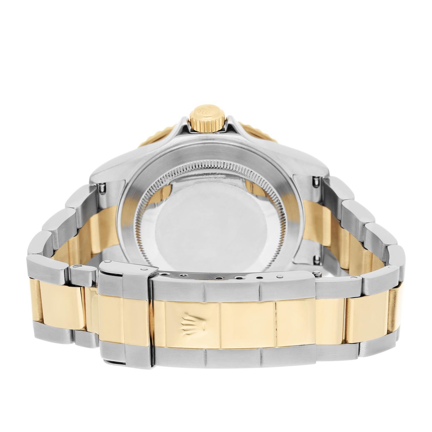 Rolex Submariner Date Montre or jaune/acier Serti cadran diamants 16613 en vente 4