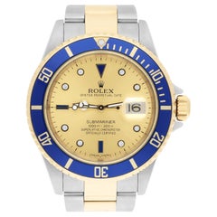 Rolex Submariner Date Yellow Gold/Steel Serti Gold Diamond Dial Watch 16613