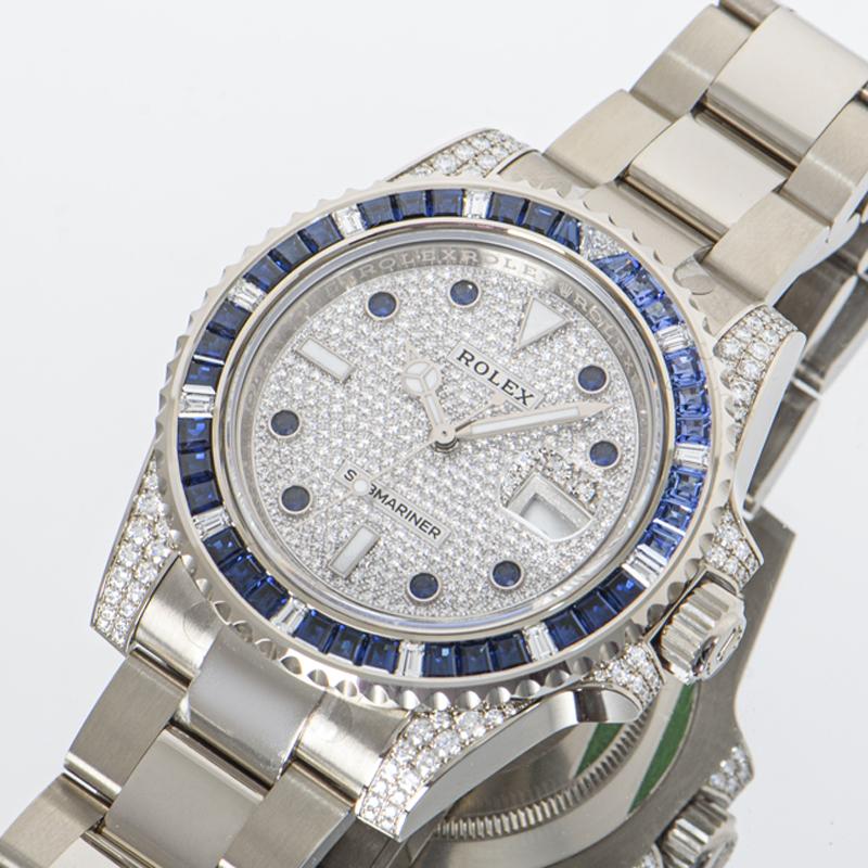 Rolex Submariner serti de diamants et saphirs 116659SABR en vente 3