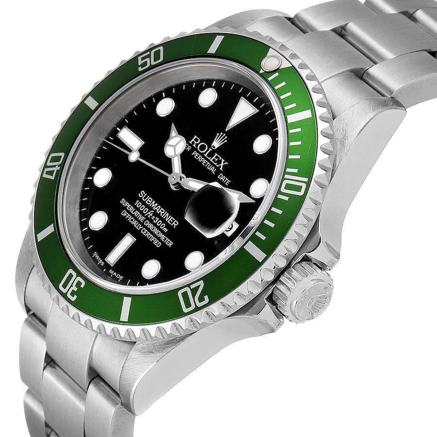 Rolex Submariner Flat 4 Green 50th Anniversary Watch 16610LV Box Papers For Sale 1