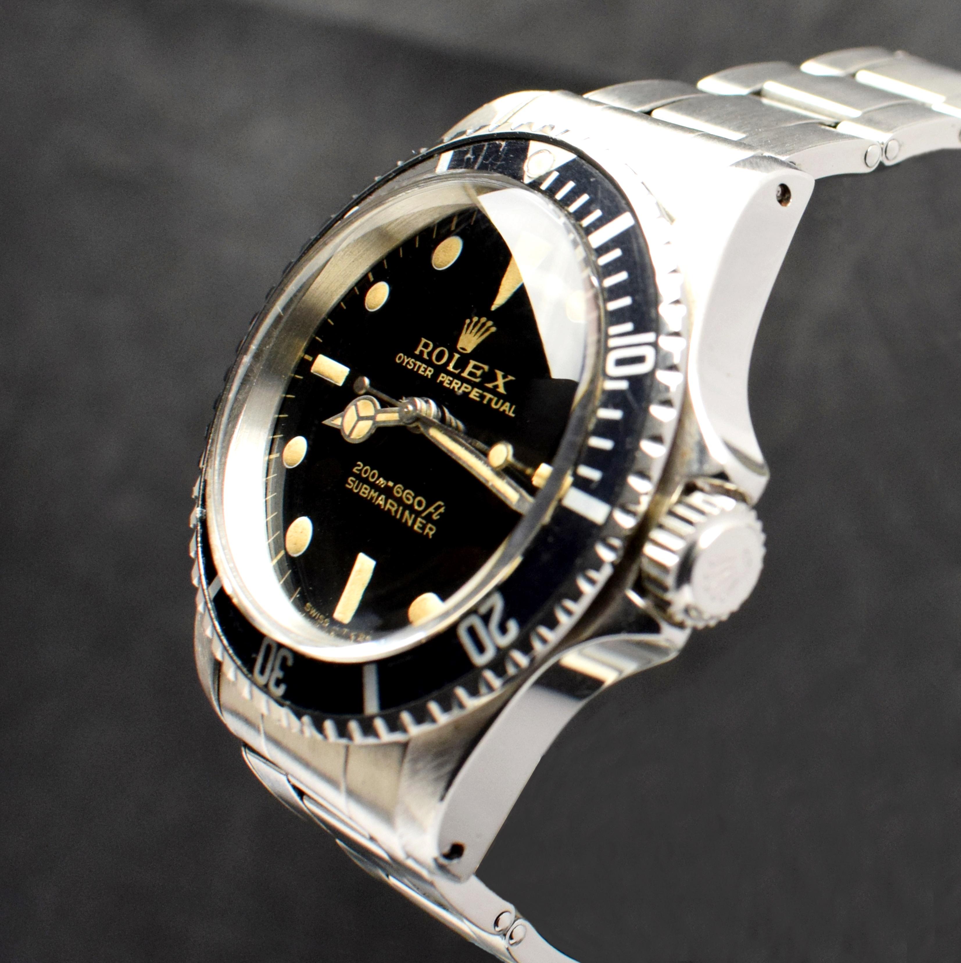 Rolex Submariner Automatikuhr mit vergoldetem, glänzendem Zifferblatt 5513 aus cremefarbenem Stahl, 1966 für Damen oder Herren
