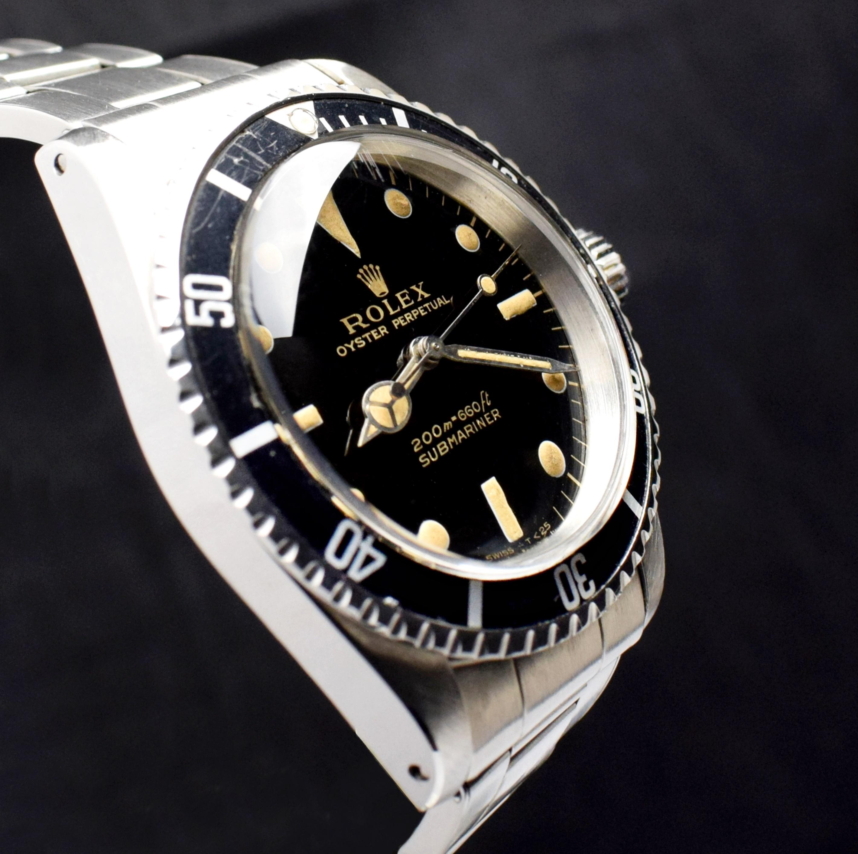 Rolex Submariner Automatikuhr mit vergoldetem, glänzendem Zifferblatt 5513 aus cremefarbenem Stahl, 1966 1