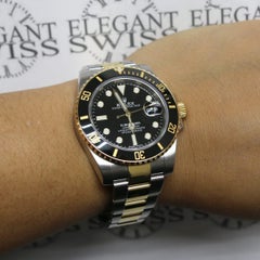 Rolex Submariner Gold/Steel Ceramic Bezel Black Dial Watch 116613