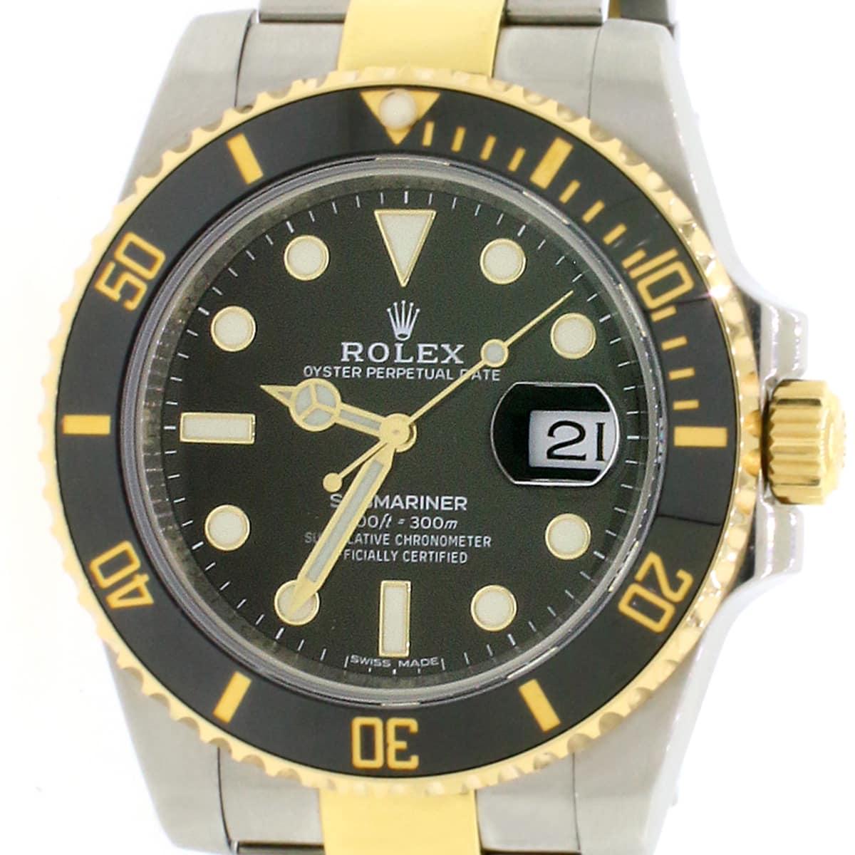 Rolex Submariner Gold/Steel Ceramic Bezel Black Dial Watch 116613 For Sale 4