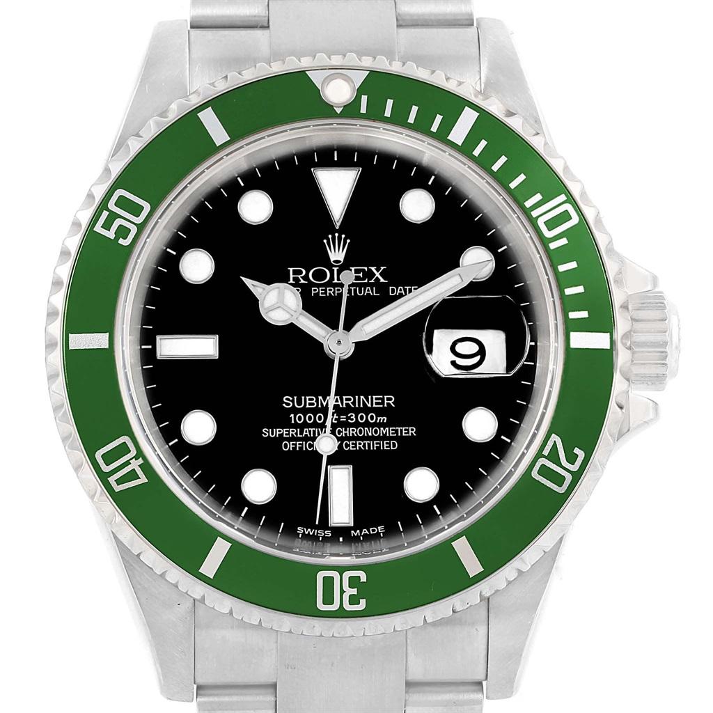 Rolex Submariner Green 50th Anniversary Flat 4 Men’s Watch 16610LV For Sale 5