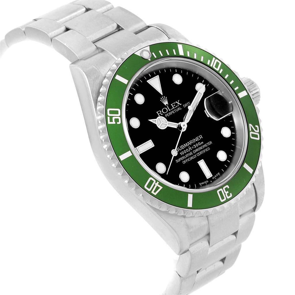 Rolex Submariner Green 50th Anniversary Flat 4 Men’s Watch 16610LV For Sale 2