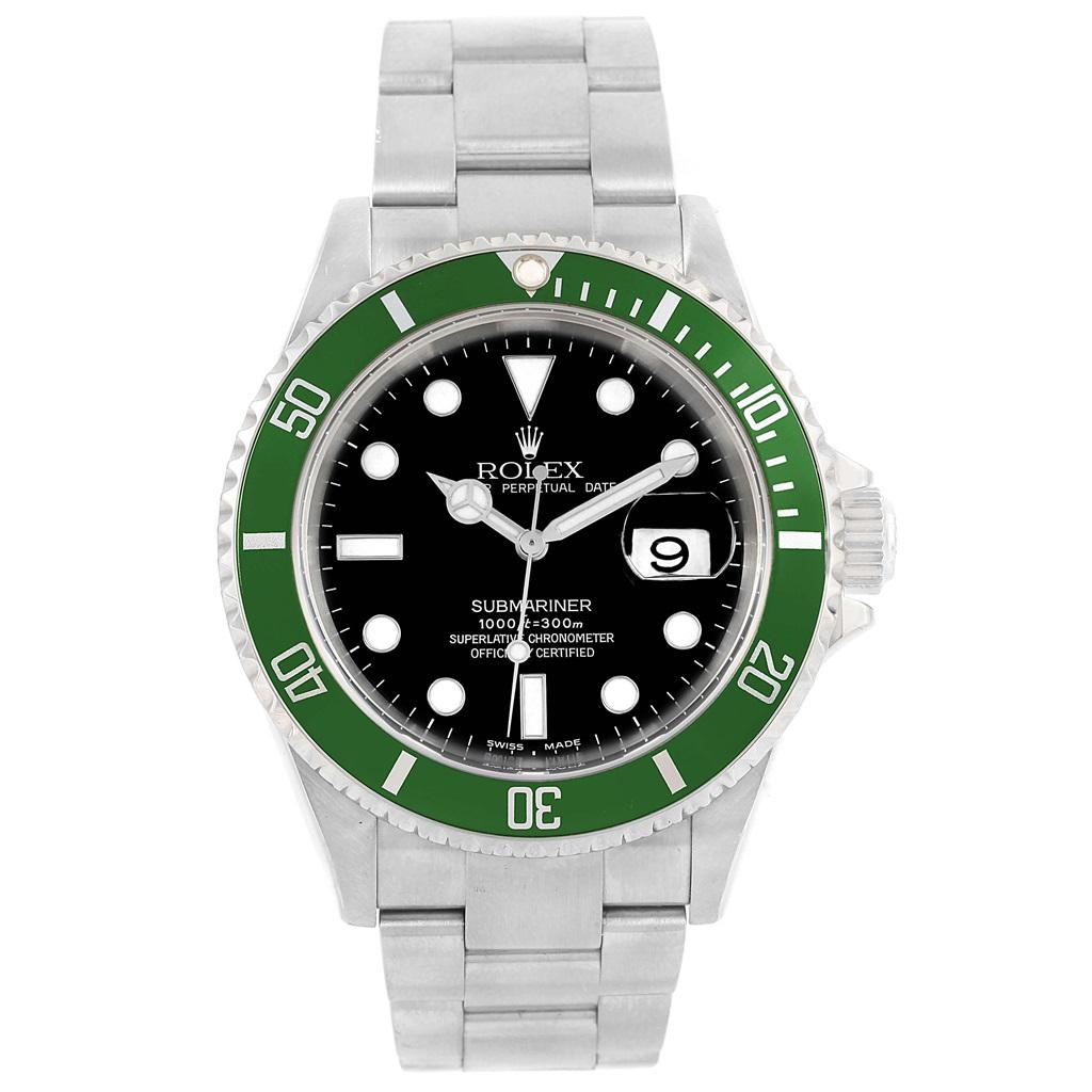 Rolex Submariner Green 50th Anniversary Flat 4 Men’s Watch 16610LV For Sale 4