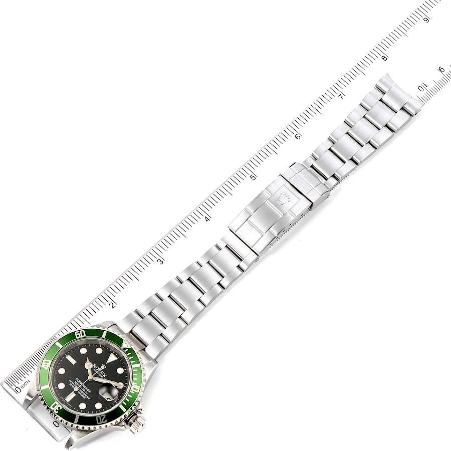 Rolex Submariner Green 50th Anniversary Men's Watch 16610LV Box Card For Sale 7