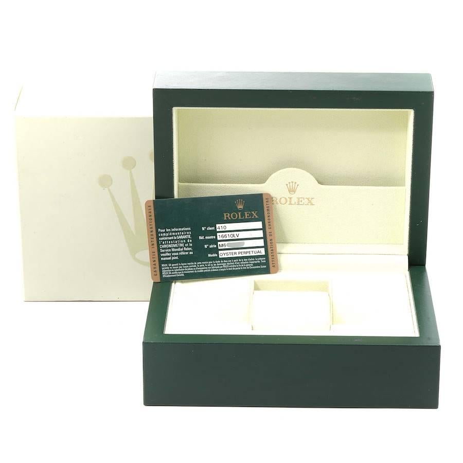 Rolex Submariner Green 50th Anniversary Men's Watch 16610LV Box Card For Sale 9