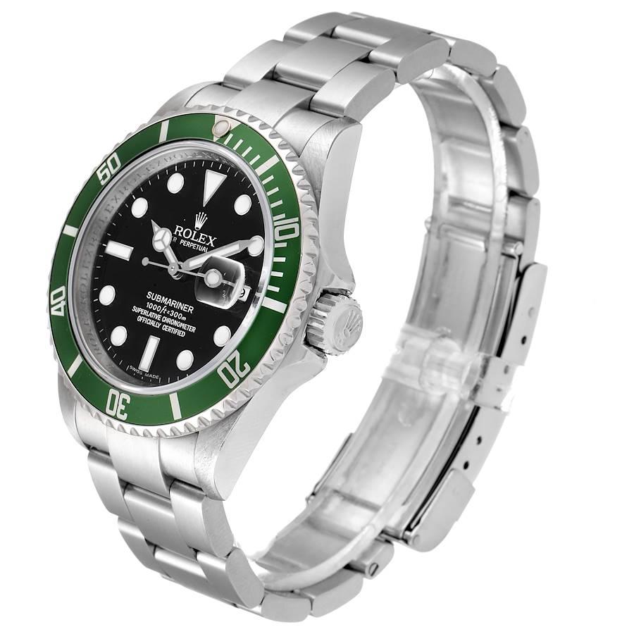 Rolex Submariner Green 50th Anniversary Men's Watch 16610LV Box Card For Sale 1