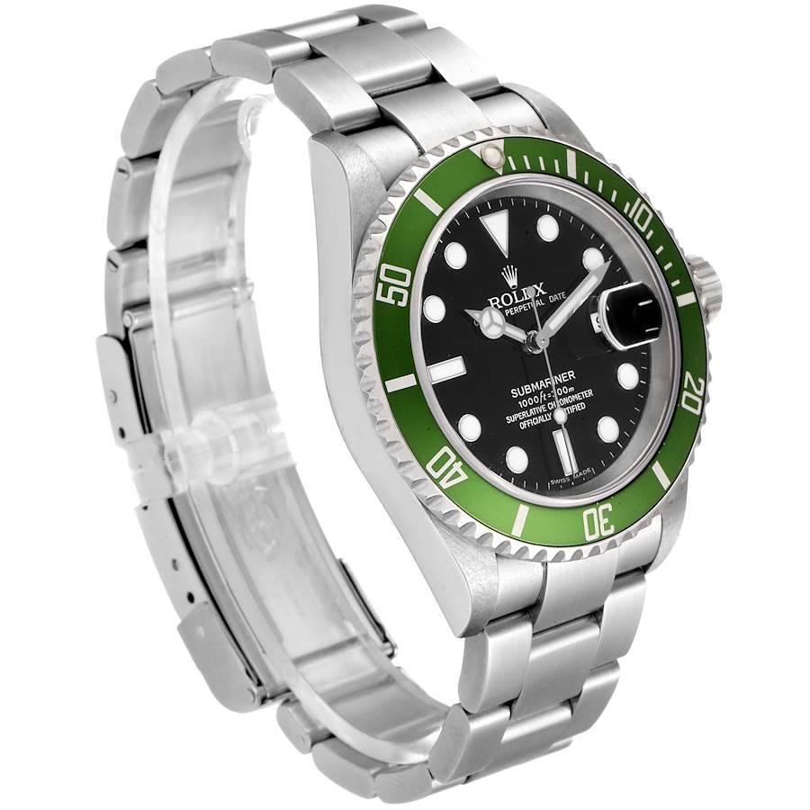 Rolex Submariner Green 50th Anniversary Men's Watch 16610LV Box Papers In Excellent Condition In Atlanta, GA