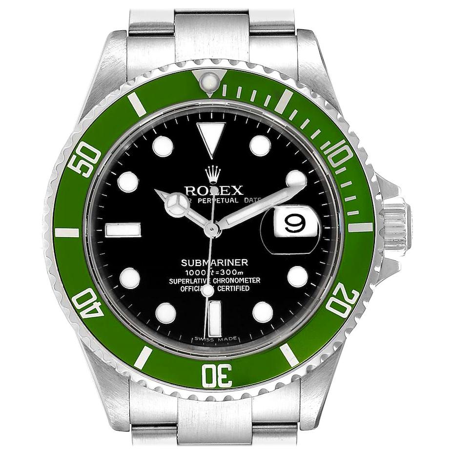 Rolex Submariner Green 50th Anniversary Men's Watch 16610LV Box Papers