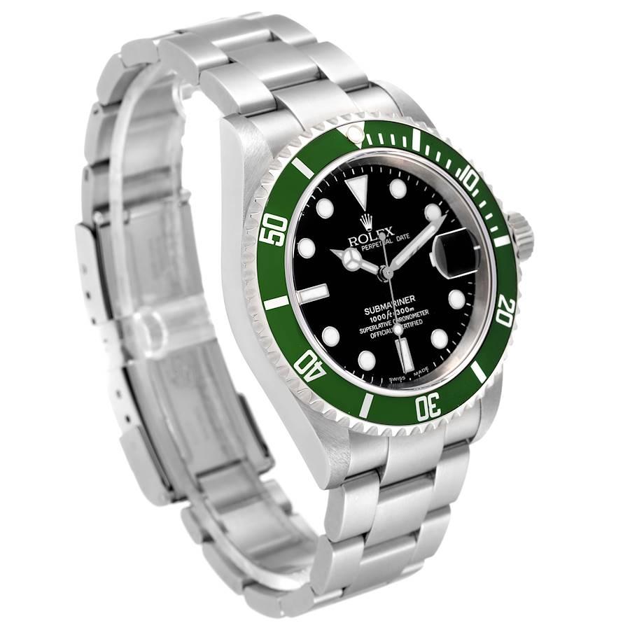 Rolex Submariner Green 50th Anniversary Steel Watch 16610LV Unworn NOS In Excellent Condition In Atlanta, GA