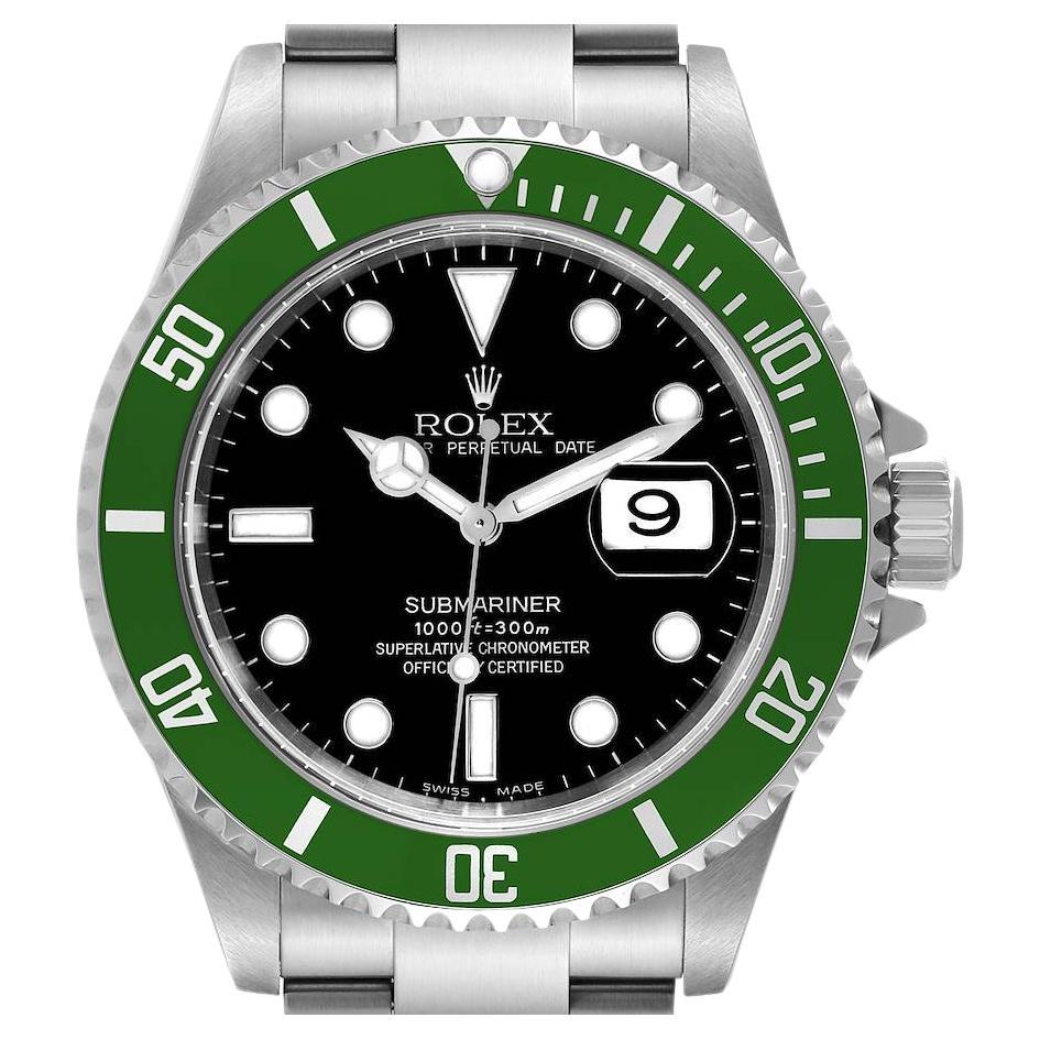 Rolex Submariner Green 50th Anniversary Steel Watch 16610LV Unworn NOS