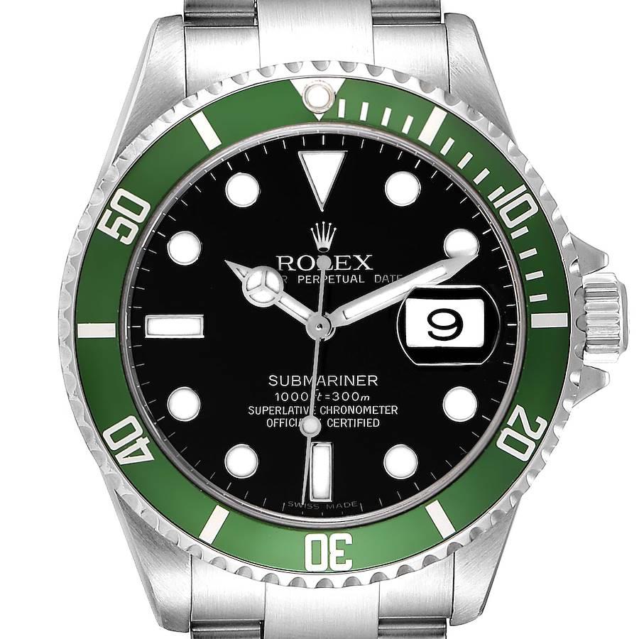Rolex Submariner Green Bezel 50th Anniversary Flat 4 Watch 16610LV
