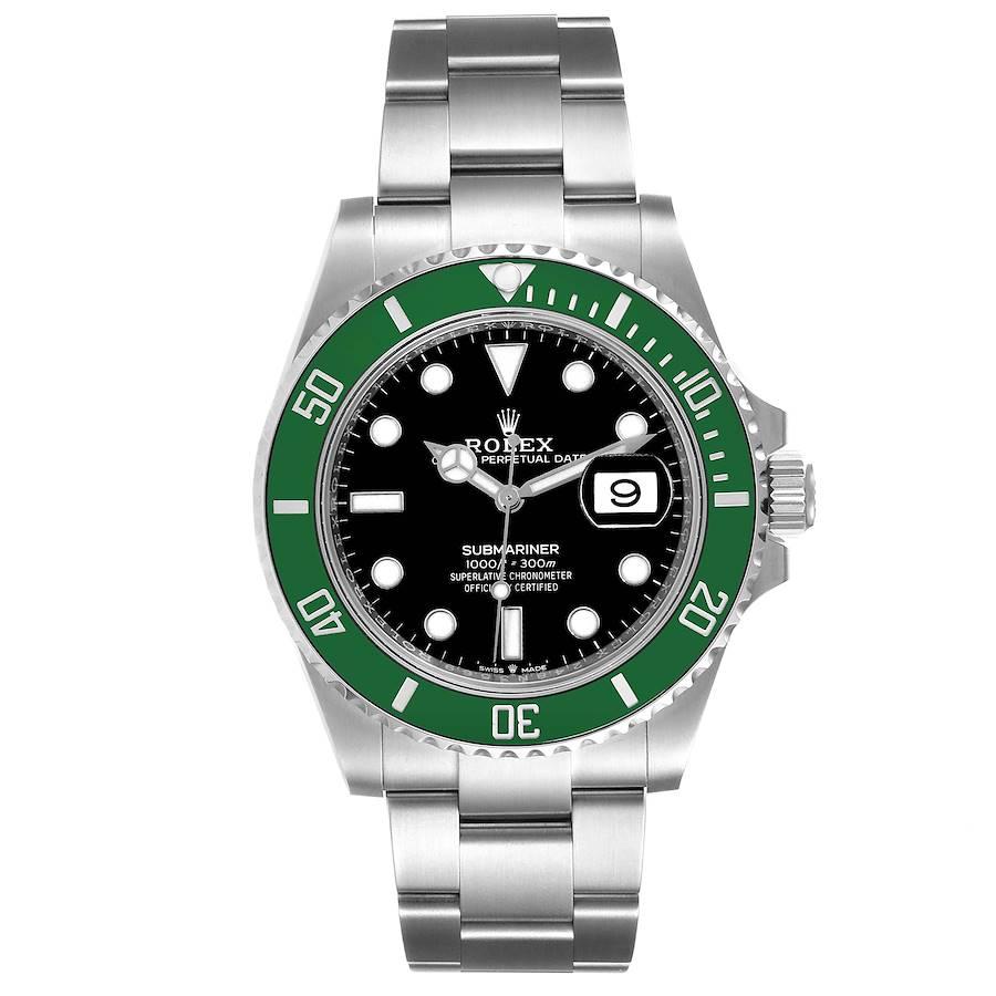 Rolex Submariner Green Kermit Cerachrom Mens Watch 126610LV Unworn. Officially certified chronometer self-winding movement.Paramagnetic blue Parachrom hairspring. High-performance Paraflex shock absorbers. Stainless steel oyster case 41 mm in