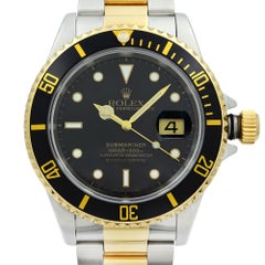 Rolex Submariner Holes 18 Karat Holes Steel Black Dial Automatic Men Watch 16613