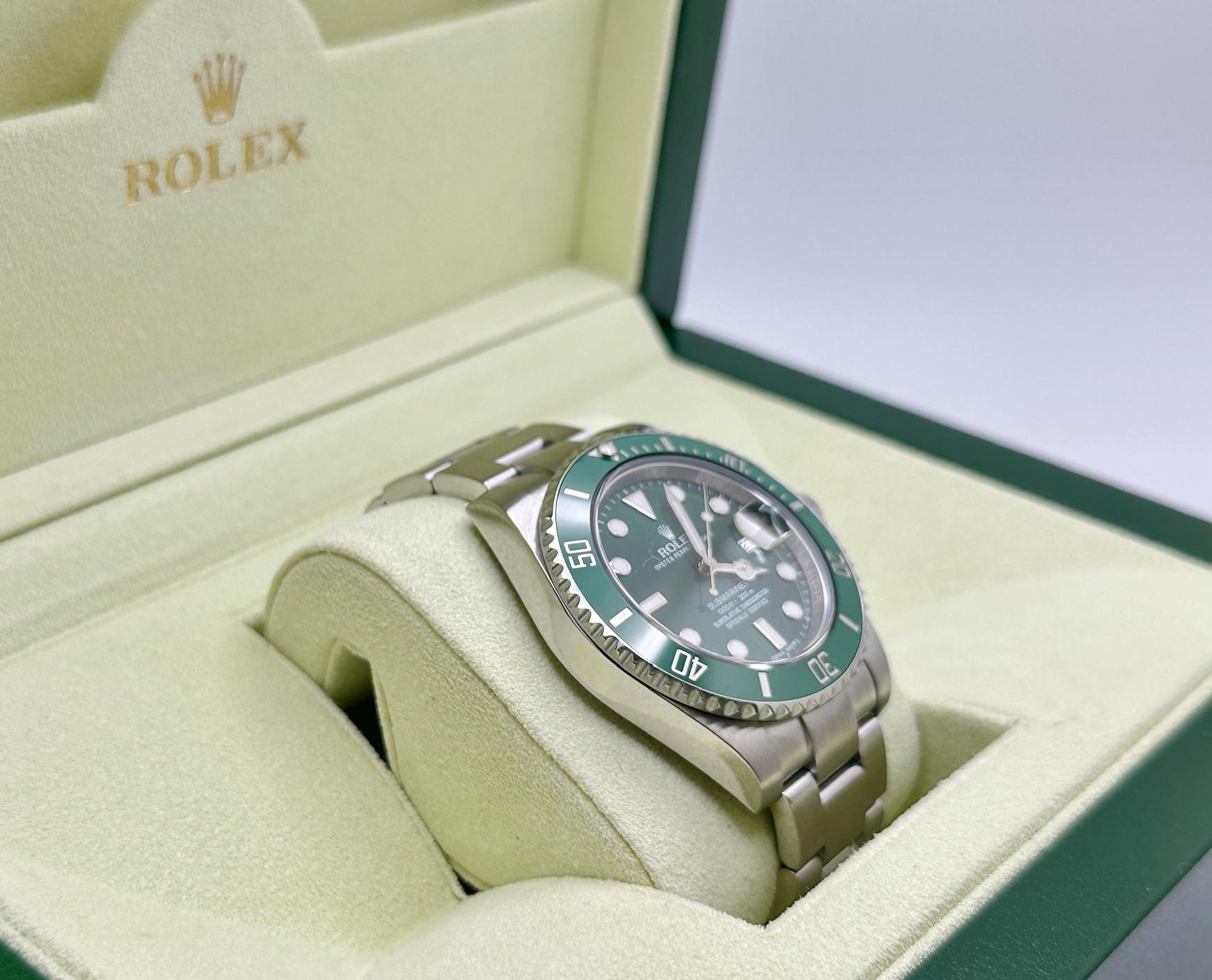 Men's Rolex Submariner Hulk 116610V Green Bezel Green Dial Stainless Steel Box Paper For Sale