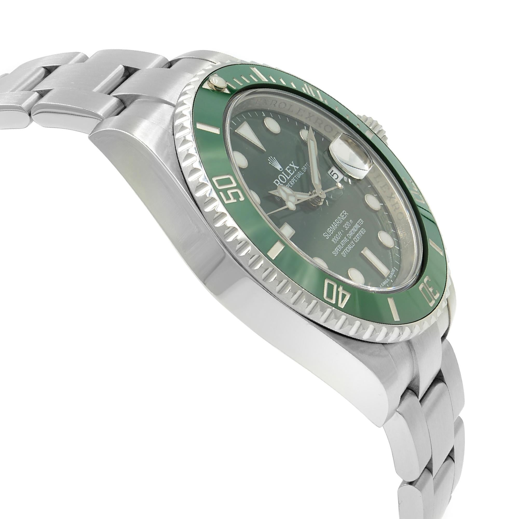 Rolex Submariner Hulk Ceramic Steel Dial Watch 116610LV Pour hommes en vente