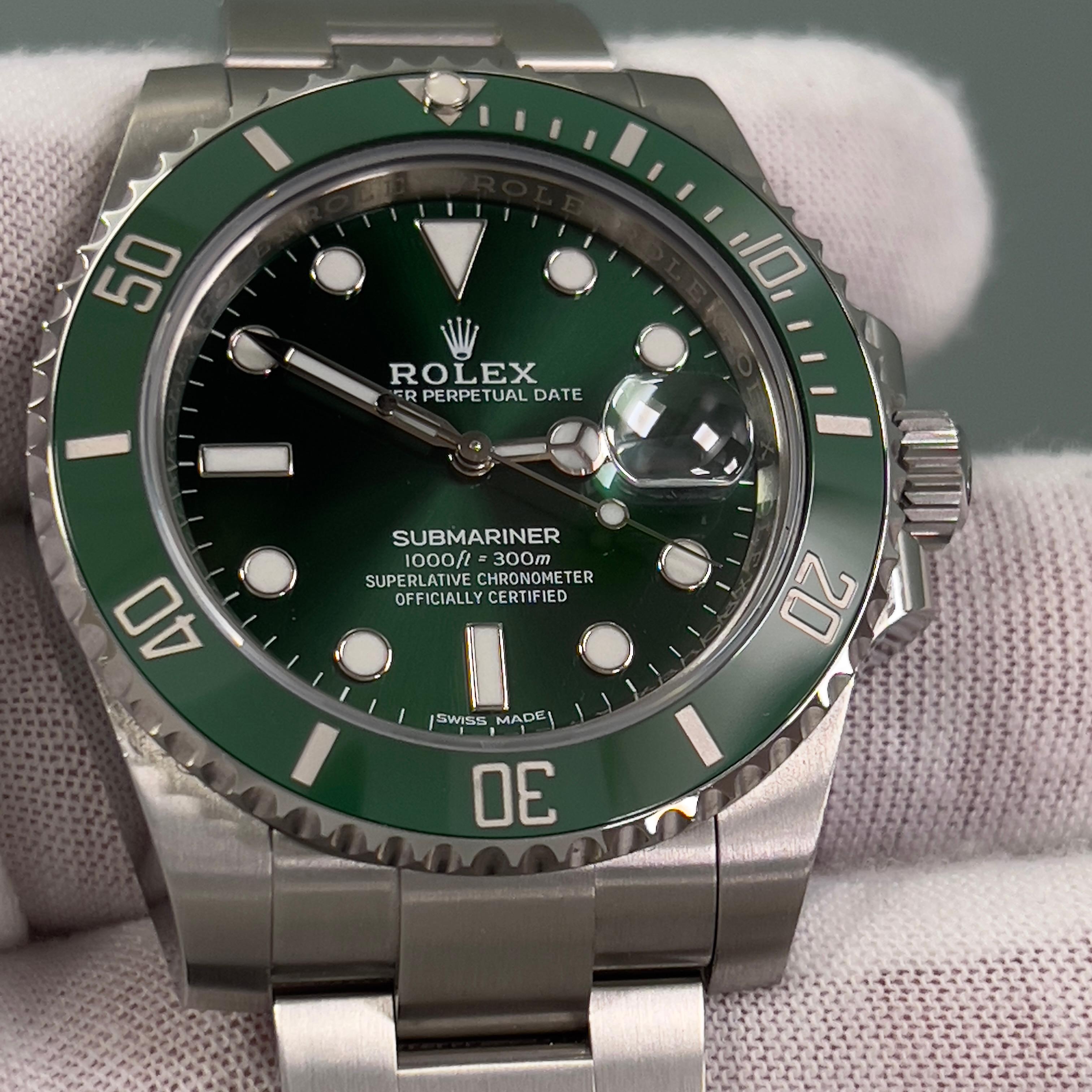 Rolex Submariner Hulk Grün Keramik 116610LV 40mm Edelstahl Schachtelbuchstabe aus Edelstahl 7