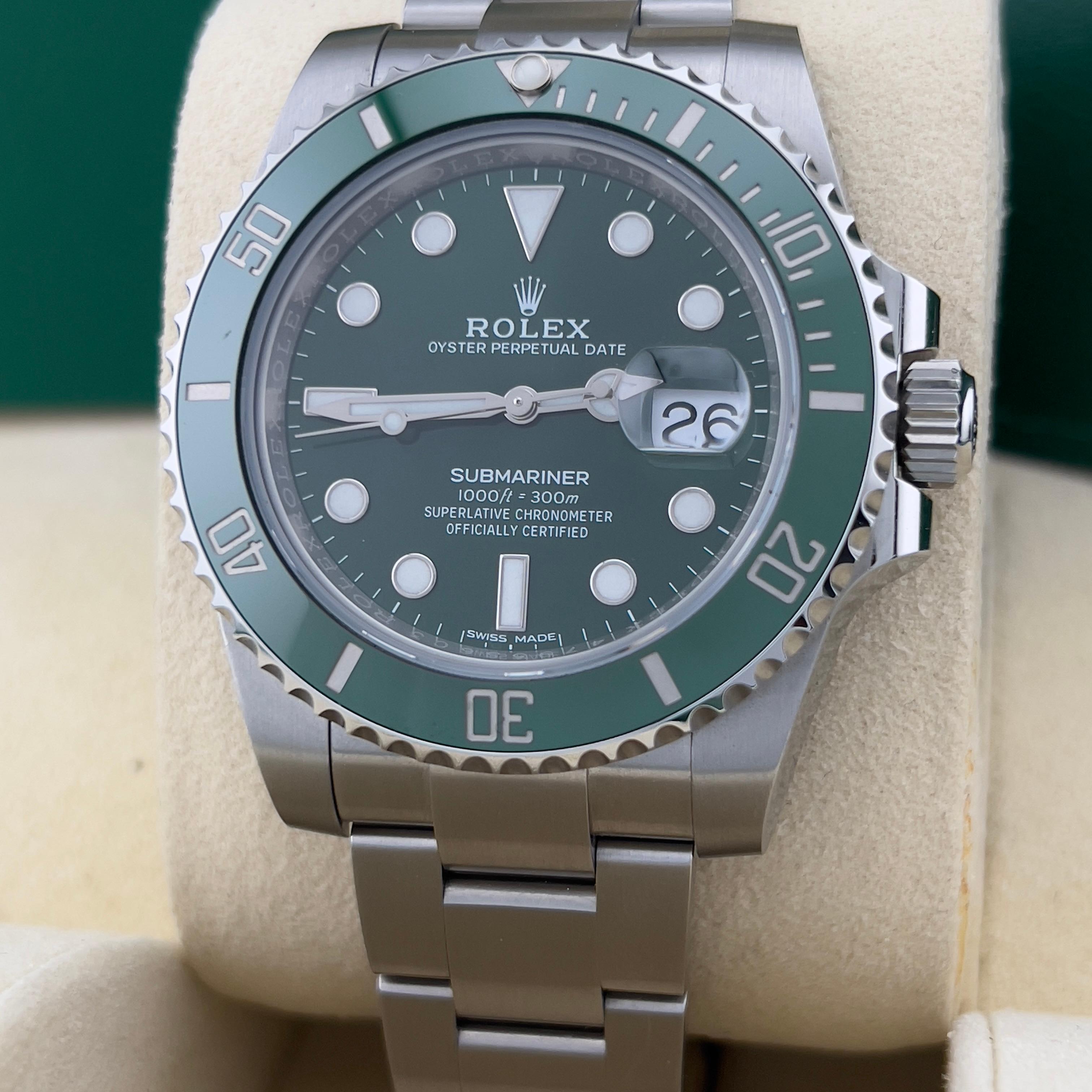 Rolex Submariner Hulk Grün Keramik 116610LV 40mm Edelstahl Schachtelbuchstabe aus Edelstahl Herren