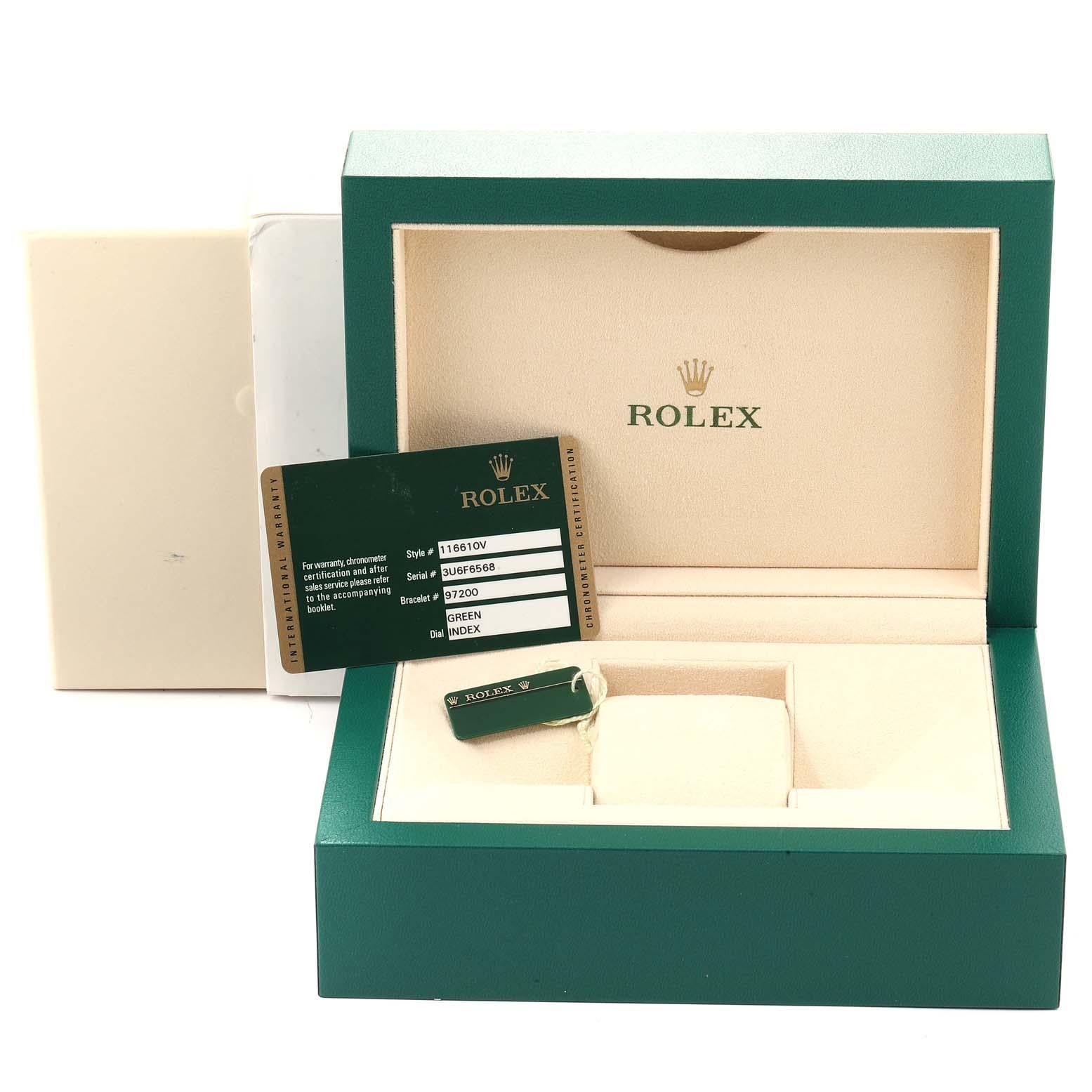 Rolex Submariner Hulk Green Dial Bezel Men's Watch 116610LV Box Card For Sale 6