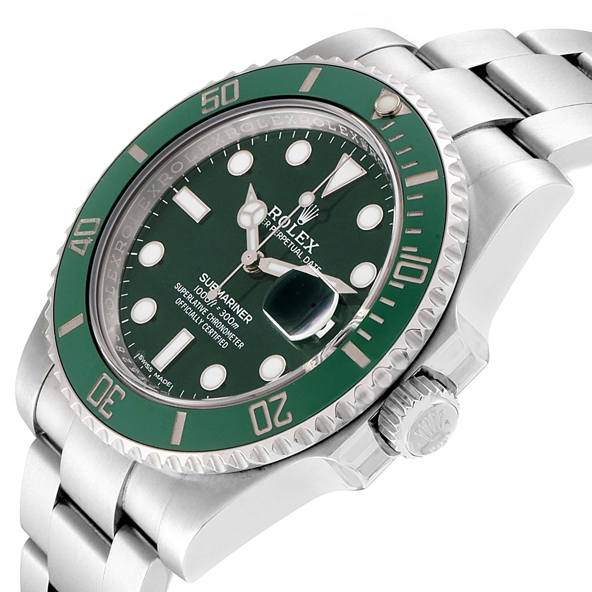 Rolex Submariner Hulk Green Dial Bezel Men's Watch 116610LV Box Card 2