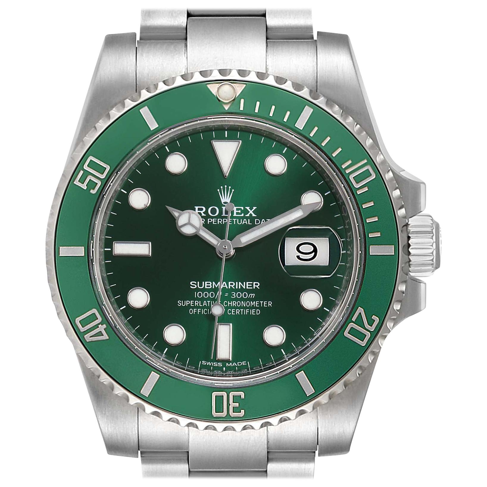 Rolex Submariner Hulk Green Dial Bezel Men's Watch 116610LV Box Card