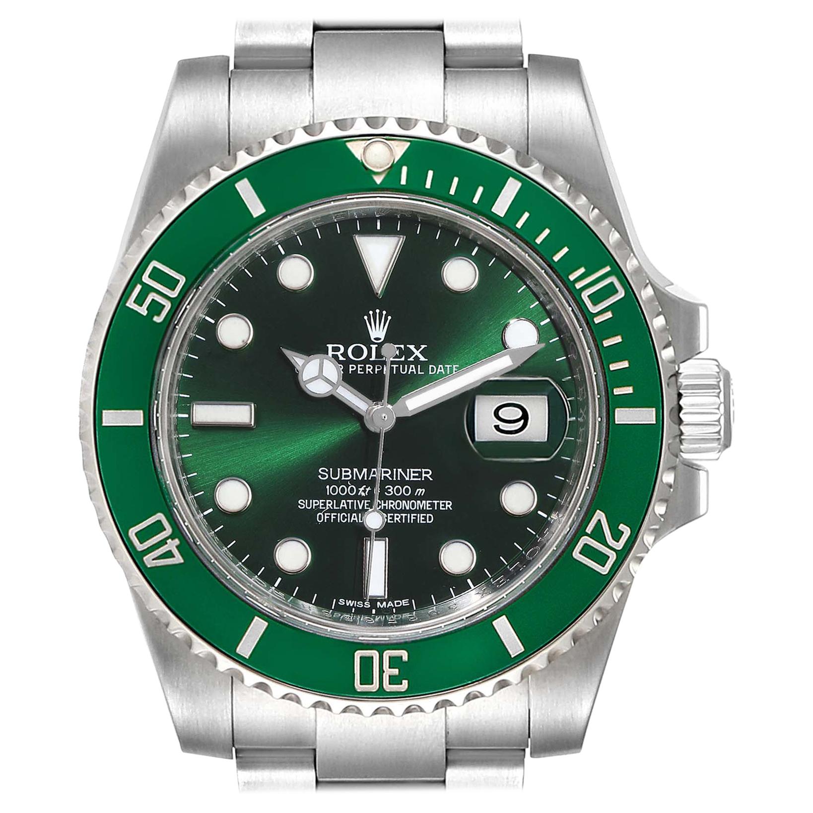 Rolex Submariner Hulk Green Dial Bezel Men's Watch 116610LV Box Card For Sale