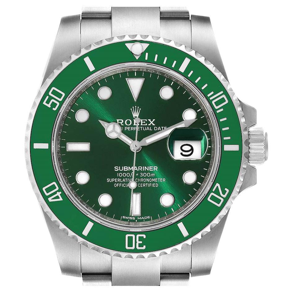 Rolex Submariner Hulk Green Dial Bezel Steel Mens Watch 116610 For Sale