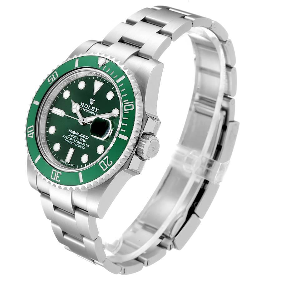 Rolex Submariner Hulk Green Dial Bezel Steel Mens Watch 116610LV Box Card In Excellent Condition In Atlanta, GA