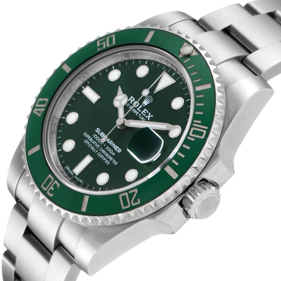 Men's Rolex Submariner Hulk Green Dial Bezel Steel Mens Watch 116610LV Box Card For Sale