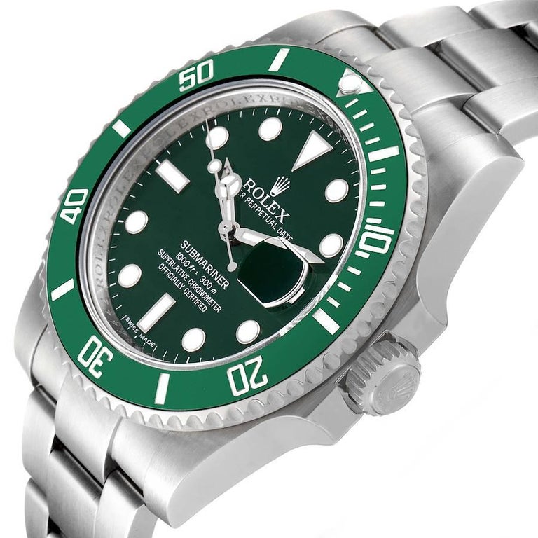 Rolex Montre Submariner en acier avec cadran vert vif et lunette, pour ...