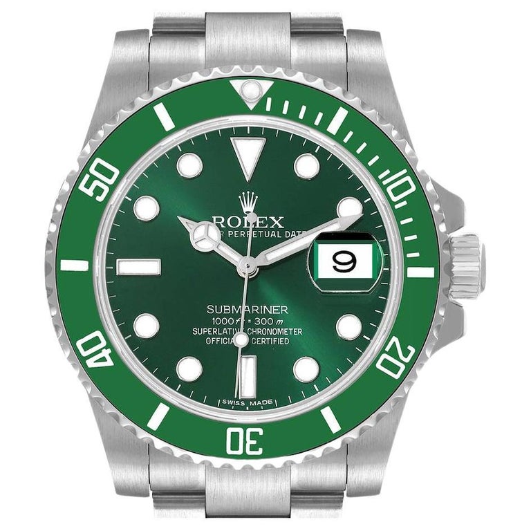 Rolex Submariner Green Dial Stainless Steel Oyster Bracelet Green Ceramic  Bezel Dive Watch 116610LV