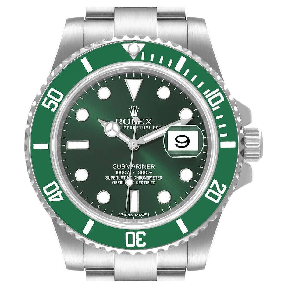 Rolex Submariner Hulk Green Dial Bezel Steel Men’s Watch 116610LV Box Card at 1stDibs