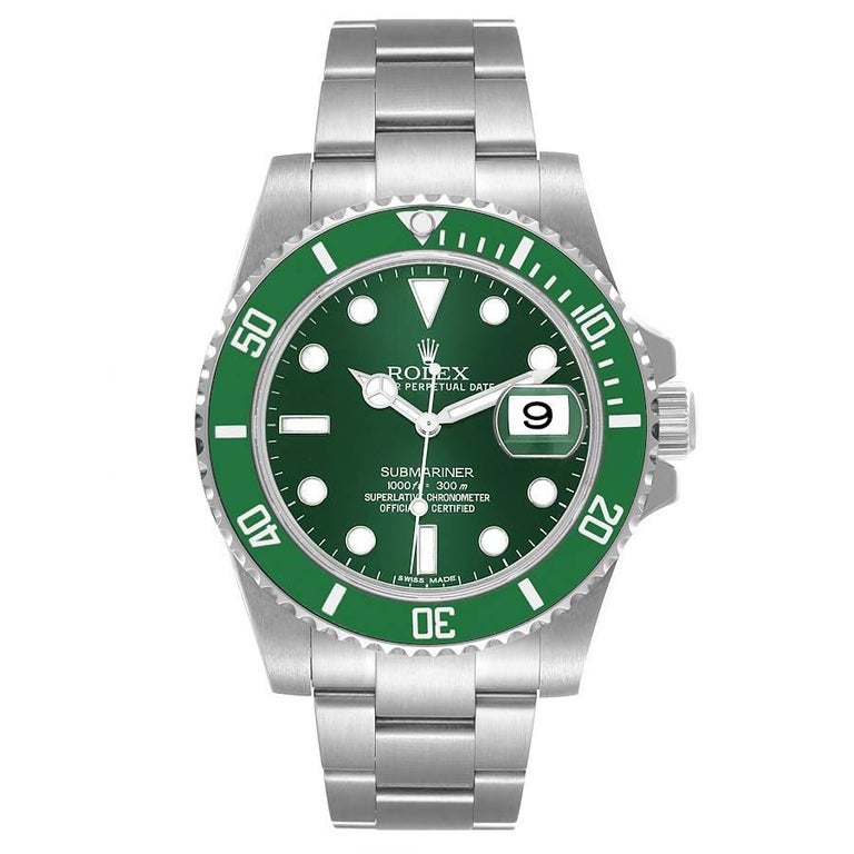 Rolex Submariner Hulk Green Dial Bezel Steel Mens Watch 116610LV at 1stDibs
