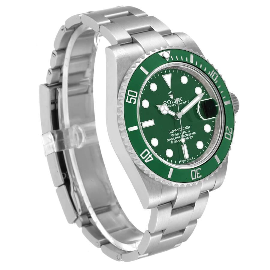 Rolex Submariner Hulk Grüne Stahl-Herrenuhr mit Zifferblatt Lünette 116610LV im Zustand „Hervorragend“ in Atlanta, GA