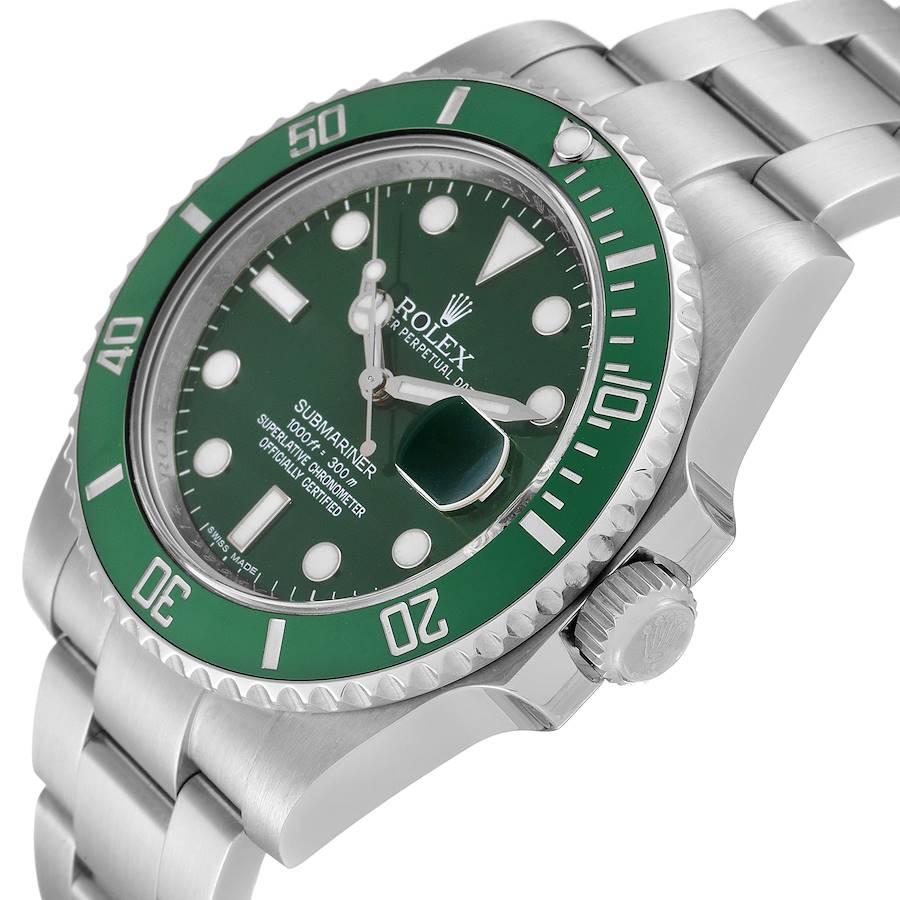 Men's Rolex Submariner Hulk Green Dial Bezel Steel Mens Watch 116610LV For Sale
