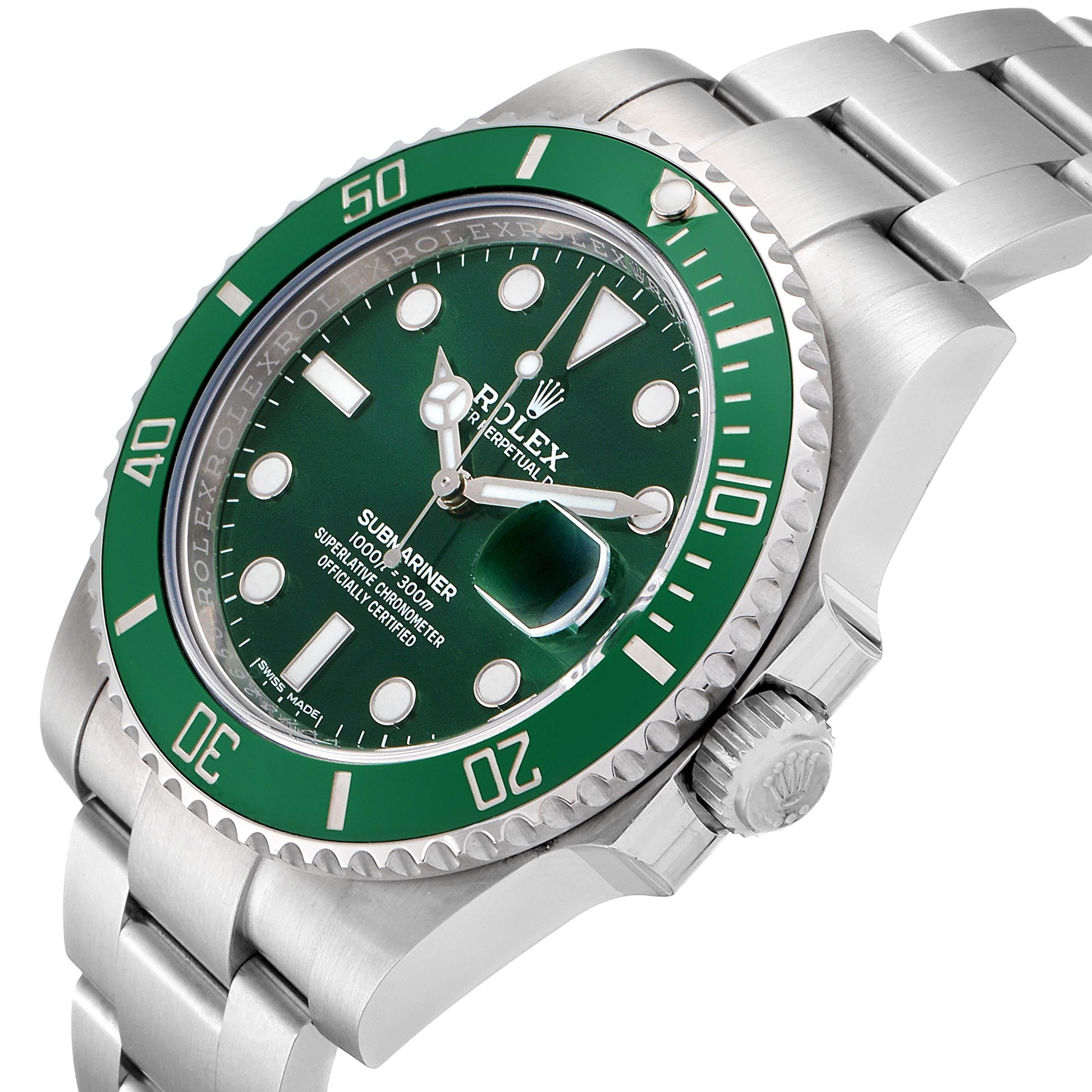 Rolex Submariner Hulk Green Dial Bezel Steel Mens Watch 116610LV 1