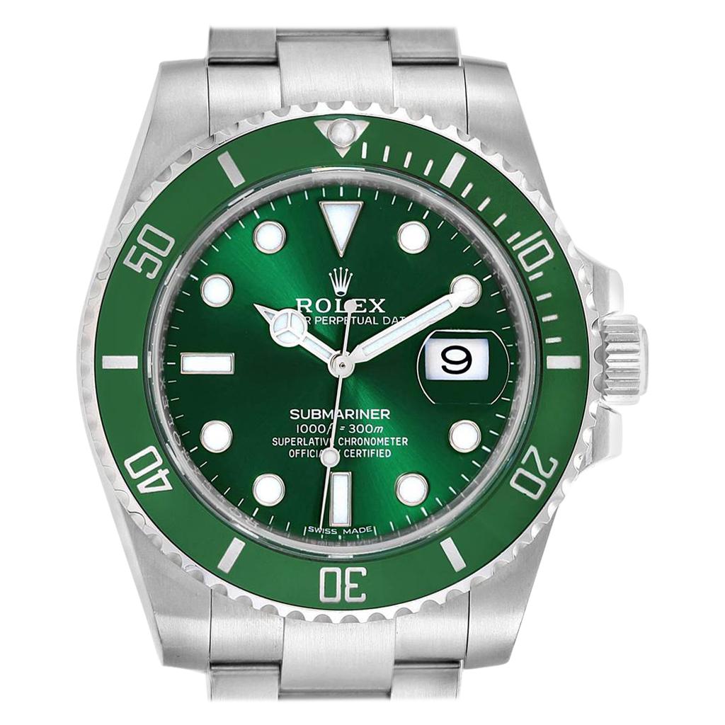 Rolex Submariner Hulk Green Dial Bezel Steel Men's Watch 116610LV