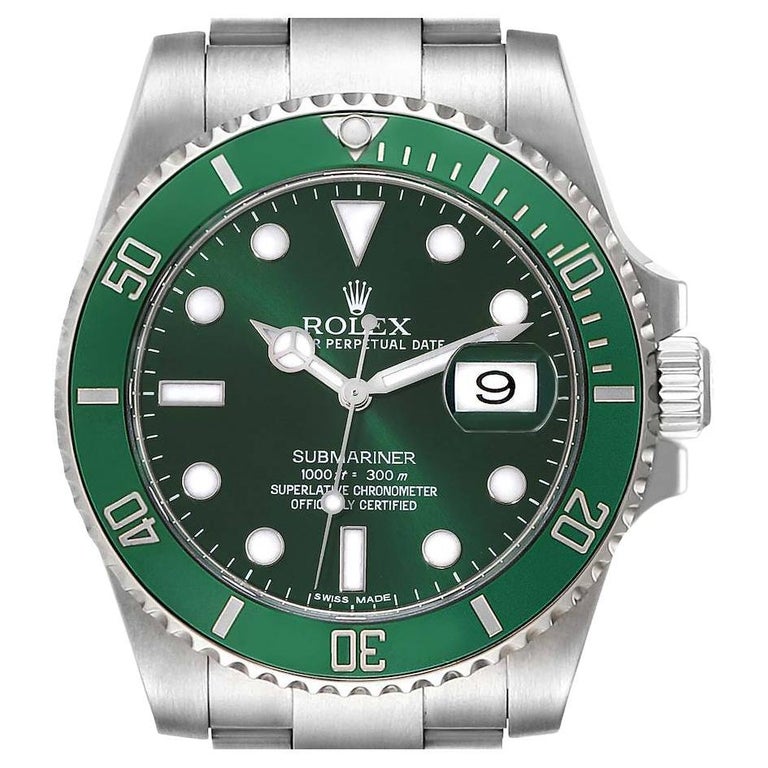 Rolex Steel Submariner Date Watch - The Hulk - Green Dial - 116610LV