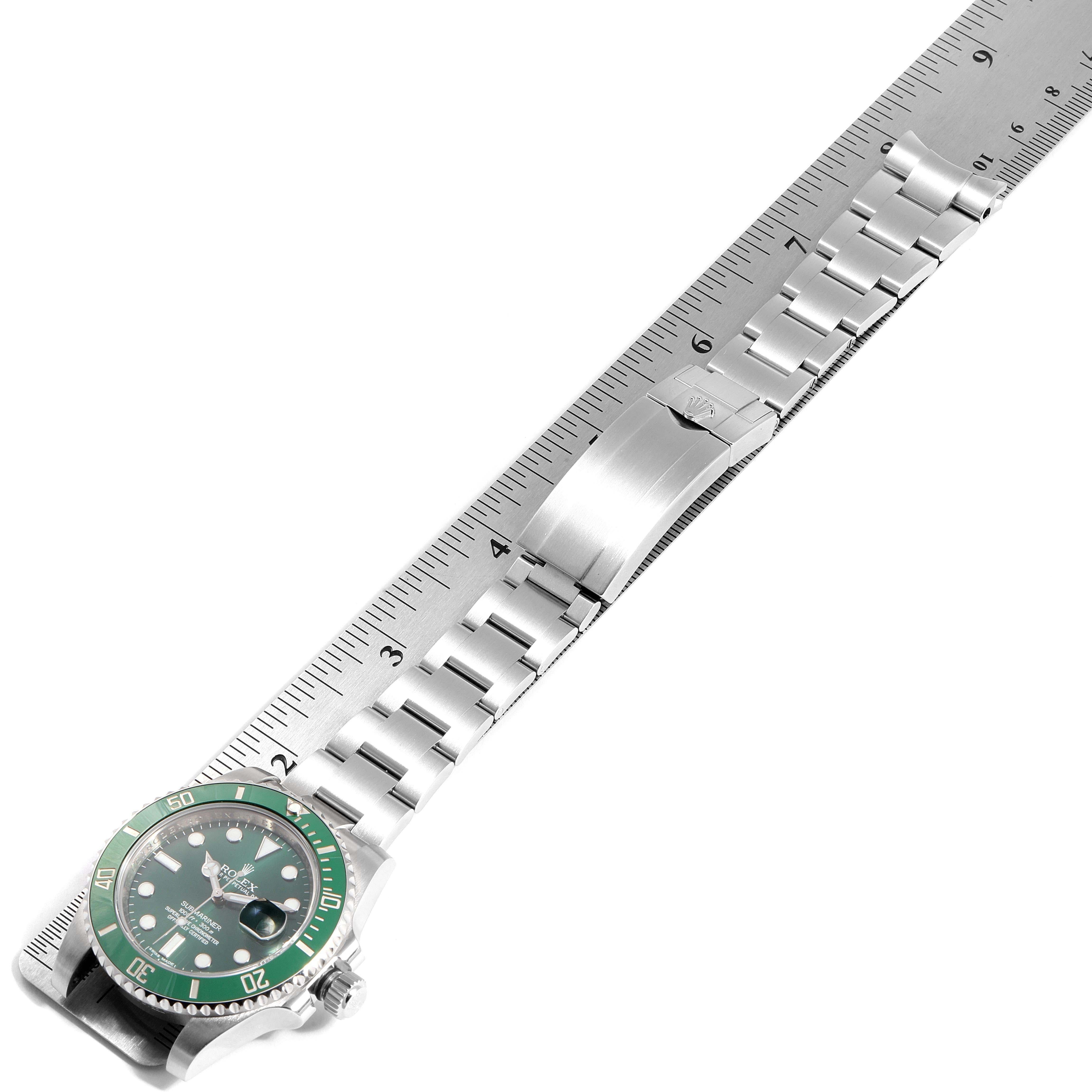 Rolex Submariner Hulk Green Dial Bezel Steel Steel Men's Watch 116610LV For Sale 4