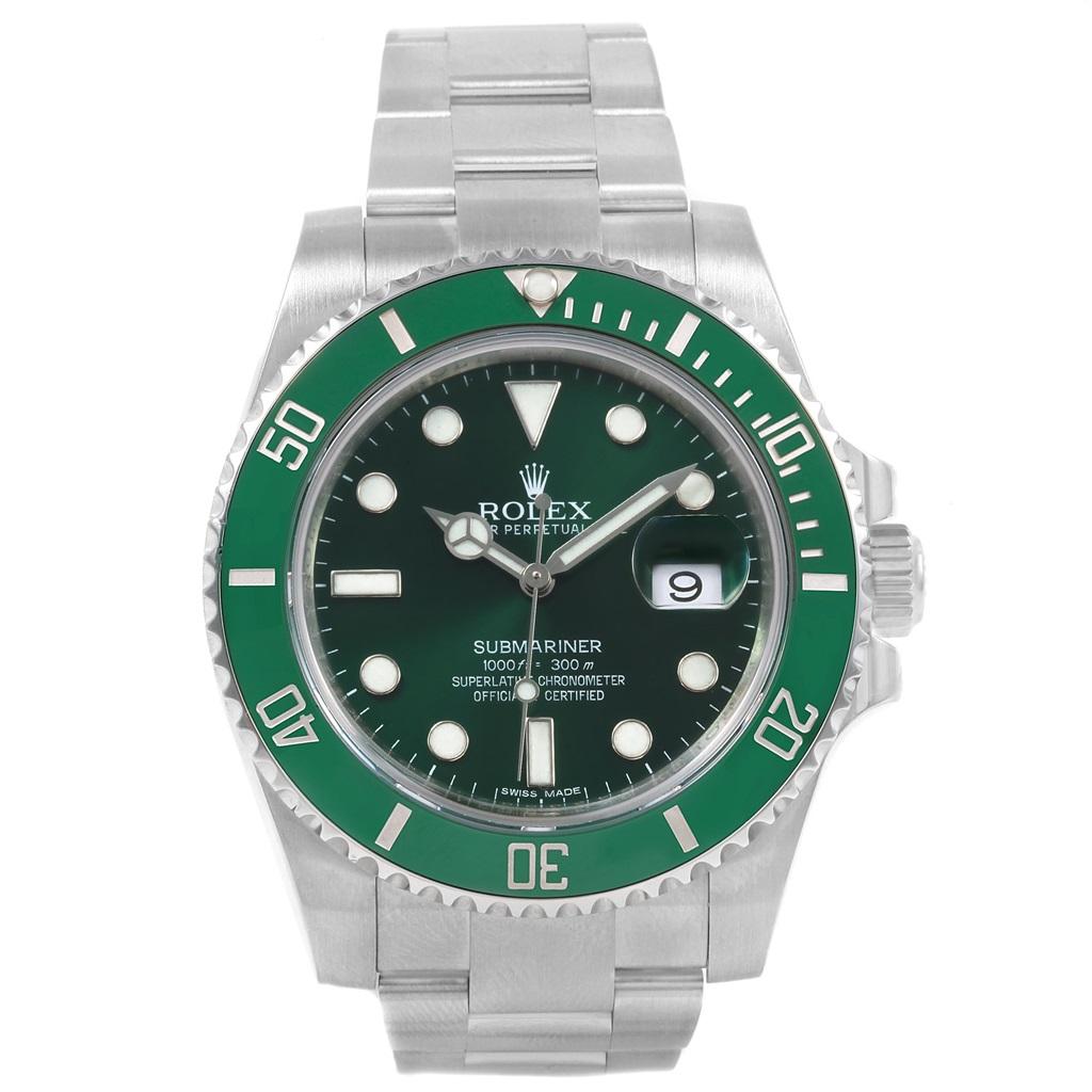 Rolex Submariner Hulk Green Dial Bezel Steel Watch 116610LV For Sale 1