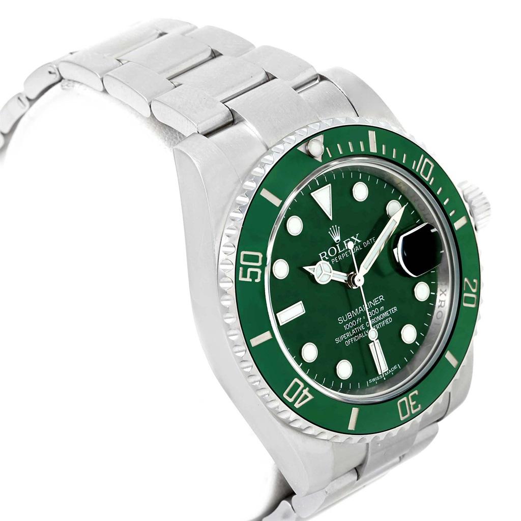 Men's Rolex Submariner Hulk Green Dial Bezel Watch 116610LV Box Card For Sale