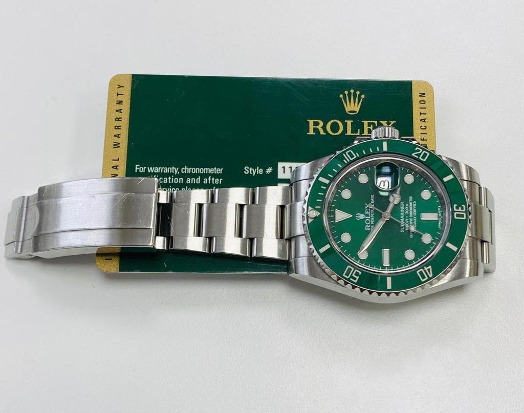 Rolex Submariner Hulk Grüne Zifferblatt Lünette Uhr 116610LV im Zustand „Hervorragend“ im Angebot in Great Neck, NY